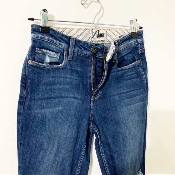 Paige Carter Slim Damen Destructed Dark Wash Cropped Skinny Jeans Size 24 - Picture 6 of 16
